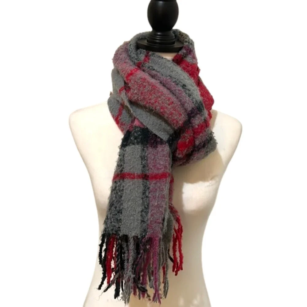 Juicy Couture Neck Scarf Womens One Size Plaid Y2k 90s Rectangle Trendy Pink